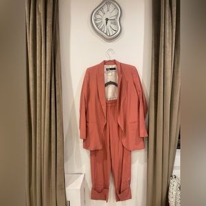 Zara Linen Blend Blazer & Pants Set